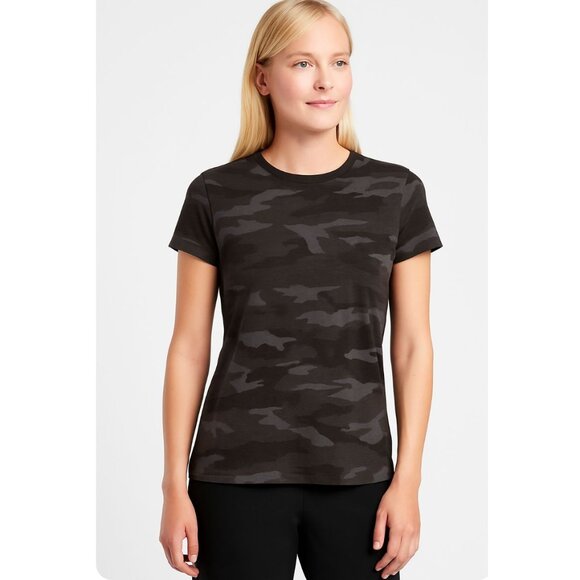 Athleta Organic Daily Camo Crew short sleeve tee t-shirt Top Gray size 1X NWT - Picture 1 of 10